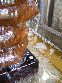 The juice being extracted